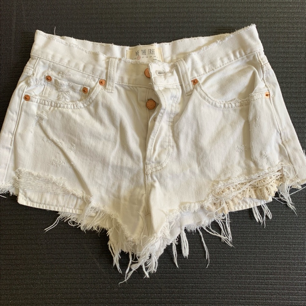 Free People White Denim Shorts